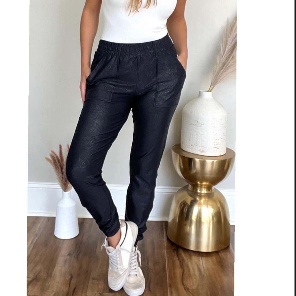 Faux Leather Pebble Joggers (NWT)